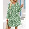 imageZESICA Fall Dresses for Women 2025 Boho Floral V Neck Long Sleeve Smocked ALine Flowy Casual Mini Dress with PocketsGreen