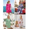 imageZESICA Fall Dresses for Women 2025 Boho Floral V Neck Long Sleeve Smocked ALine Flowy Casual Mini Dress with PocketsGreen
