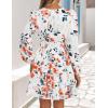imageZESICA Fall Dresses for Women 2025 Boho Floral V Neck Long Sleeve Smocked ALine Flowy Casual Mini Dress with PocketsIvory
