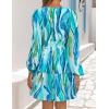 imageZESICA Fall Dresses for Women 2025 Boho Floral V Neck Long Sleeve Smocked ALine Flowy Casual Mini Dress with PocketsLake
