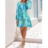 imageZESICA Fall Dresses for Women 2025 Boho Floral V Neck Long Sleeve Smocked ALine Flowy Casual Mini Dress with PocketsLake