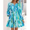 imageZESICA Fall Dresses for Women 2025 Boho Floral V Neck Long Sleeve Smocked ALine Flowy Casual Mini Dress with PocketsLake