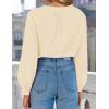 imageZESICA Long Puff Sleeve Babydoll Tops for Women Lace Crochet Button Down Boho Victorian Shirts Dressy Casual BlousesApricot