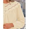 imageZESICA Long Puff Sleeve Babydoll Tops for Women Lace Crochet Button Down Boho Victorian Shirts Dressy Casual BlousesApricot