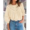 imageZESICA Long Puff Sleeve Babydoll Tops for Women Lace Crochet Button Down Boho Victorian Shirts Dressy Casual BlousesApricot