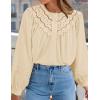 imageZESICA Long Puff Sleeve Babydoll Tops for Women Lace Crochet Button Down Boho Victorian Shirts Dressy Casual BlousesApricot