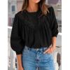 imageZESICA Long Puff Sleeve Babydoll Tops for Women Lace Crochet Button Down Boho Victorian Shirts Dressy Casual BlousesBlack