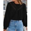 imageZESICA Long Puff Sleeve Babydoll Tops for Women Lace Crochet Button Down Boho Victorian Shirts Dressy Casual BlousesBlack
