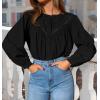 imageZESICA Long Puff Sleeve Babydoll Tops for Women Lace Crochet Button Down Boho Victorian Shirts Dressy Casual BlousesBlack
