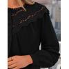 imageZESICA Long Puff Sleeve Babydoll Tops for Women Lace Crochet Button Down Boho Victorian Shirts Dressy Casual BlousesBlack