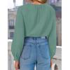 imageZESICA Long Puff Sleeve Babydoll Tops for Women Lace Crochet Button Down Boho Victorian Shirts Dressy Casual BlousesGreen
