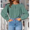 imageZESICA Long Puff Sleeve Babydoll Tops for Women Lace Crochet Button Down Boho Victorian Shirts Dressy Casual BlousesGreen
