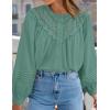 imageZESICA Long Puff Sleeve Babydoll Tops for Women Lace Crochet Button Down Boho Victorian Shirts Dressy Casual BlousesGreen