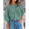 imageZESICA Long Puff Sleeve Babydoll Tops for Women Lace Crochet Button Down Boho Victorian Shirts Dressy Casual BlousesGreen