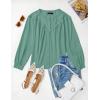 imageZESICA Long Puff Sleeve Babydoll Tops for Women Lace Crochet Button Down Boho Victorian Shirts Dressy Casual BlousesGreen