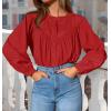 imageZESICA Long Puff Sleeve Babydoll Tops for Women Lace Crochet Button Down Boho Victorian Shirts Dressy Casual BlousesRed