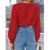imageZESICA Long Puff Sleeve Babydoll Tops for Women Lace Crochet Button Down Boho Victorian Shirts Dressy Casual BlousesRed