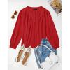 imageZESICA Long Puff Sleeve Babydoll Tops for Women Lace Crochet Button Down Boho Victorian Shirts Dressy Casual BlousesRed