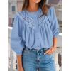 imageZESICA Long Puff Sleeve Babydoll Tops for Women Lace Crochet Button Down Boho Victorian Shirts Dressy Casual BlousesSky