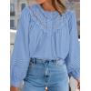imageZESICA Long Puff Sleeve Babydoll Tops for Women Lace Crochet Button Down Boho Victorian Shirts Dressy Casual BlousesSky