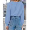imageZESICA Long Puff Sleeve Babydoll Tops for Women Lace Crochet Button Down Boho Victorian Shirts Dressy Casual BlousesSky