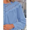 imageZESICA Long Puff Sleeve Babydoll Tops for Women Lace Crochet Button Down Boho Victorian Shirts Dressy Casual BlousesSky