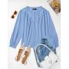 imageZESICA Long Puff Sleeve Babydoll Tops for Women Lace Crochet Button Down Boho Victorian Shirts Dressy Casual BlousesSky