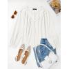 imageZESICA Long Puff Sleeve Babydoll Tops for Women Lace Crochet Button Down Boho Victorian Shirts Dressy Casual BlousesWhite