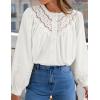 imageZESICA Long Puff Sleeve Babydoll Tops for Women Lace Crochet Button Down Boho Victorian Shirts Dressy Casual BlousesWhite