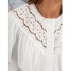 imageZESICA Long Puff Sleeve Babydoll Tops for Women Lace Crochet Button Down Boho Victorian Shirts Dressy Casual BlousesWhite