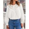 imageZESICA Long Puff Sleeve Babydoll Tops for Women Lace Crochet Button Down Boho Victorian Shirts Dressy Casual BlousesWhite