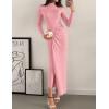 imageZESICA Womens 2025 Fall Long Sleeve Bodycon Dress Mock Neck Wedding Guest Cocktail Party Long Midi DressesPink