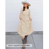imageZESICA Womens 2025 Fall Long Sleeve Maxi Dress V Neck Hollow Out Eyelet A Line Long Flowy Casual Party DressesApricot