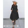 imageZESICA Womens 2025 Fall Long Sleeve Maxi Dress V Neck Hollow Out Eyelet A Line Long Flowy Casual Party DressesBlack