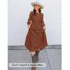 imageZESICA Womens 2025 Fall Long Sleeve Maxi Dress V Neck Hollow Out Eyelet A Line Long Flowy Casual Party DressesBrown