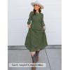 imageZESICA Womens 2025 Fall Long Sleeve Maxi Dress V Neck Hollow Out Eyelet A Line Long Flowy Casual Party DressesOlive