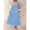 imageZESICA Womens 2025 Fall Long Sleeve Maxi Dress V Neck Hollow Out Eyelet A Line Long Flowy Casual Party DressesSky