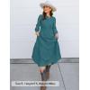 imageZESICA Womens 2025 Fall Long Sleeve Maxi Dress V Neck Hollow Out Eyelet A Line Long Flowy Casual Party DressesTeal
