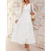 imageZESICA Womens 2025 Fall Long Sleeve Maxi Dress V Neck Hollow Out Eyelet A Line Long Flowy Casual Party DressesWhite