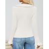 imageZESICA Womens 2025 Fall Tie Front Bow Cardigan Sweaters Long Bell Sleeve V Neck Ruffled Ribbed Knit Trendy TopsWhite
