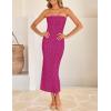 imageZESICA Womens 2025 Summer Boho Floral Strapless Bodycon Dress Off Shoulder Tube Beach Party Long Midi DressesEggplant