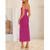 imageZESICA Womens 2025 Summer Boho Floral Strapless Bodycon Dress Off Shoulder Tube Beach Party Long Midi DressesEggplant