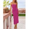 imageZESICA Womens 2025 Summer Boho Floral Strapless Bodycon Dress Off Shoulder Tube Beach Party Long Midi DressesEggplant