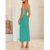 imageZESICA Womens 2025 Summer Boho Floral Strapless Bodycon Dress Off Shoulder Tube Beach Party Long Midi DressesPeacock