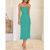 imageZESICA Womens 2025 Summer Boho Floral Strapless Bodycon Dress Off Shoulder Tube Beach Party Long Midi DressesPeacock
