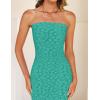 imageZESICA Womens 2025 Summer Boho Floral Strapless Bodycon Dress Off Shoulder Tube Beach Party Long Midi DressesPeacock