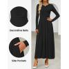 imageZESICA Womens Elegant Long Sleeve Maxi Dress 2025 Fall Crewneck Knit High Wasit Pleated Flowy A Line Party Long DressesBlack