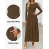 imageZESICA Womens Elegant Long Sleeve Maxi Dress 2025 Fall Crewneck Knit High Wasit Pleated Flowy A Line Party Long DressesBrown