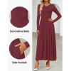 imageZESICA Womens Elegant Long Sleeve Maxi Dress 2025 Fall Crewneck Knit High Wasit Pleated Flowy A Line Party Long DressesFuchsia