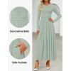 imageZESICA Womens Elegant Long Sleeve Maxi Dress 2025 Fall Crewneck Knit High Wasit Pleated Flowy A Line Party Long DressesGreen